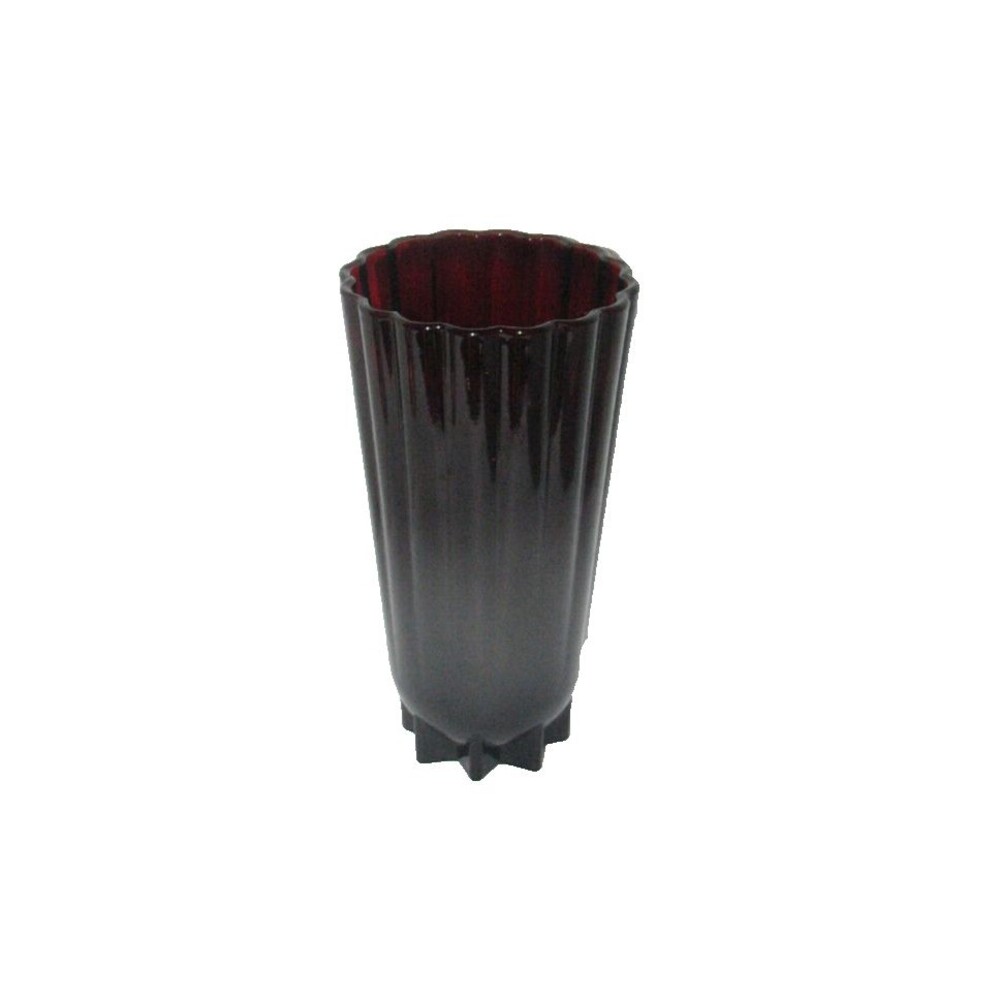 Vintage Ruby Red Glass RibbedTall Flower VASE 10"